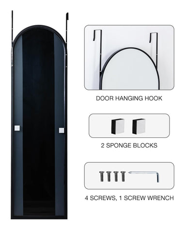 KOMCOTE mirror next to doorframe showing 48x14 size fit and space-saving benefit