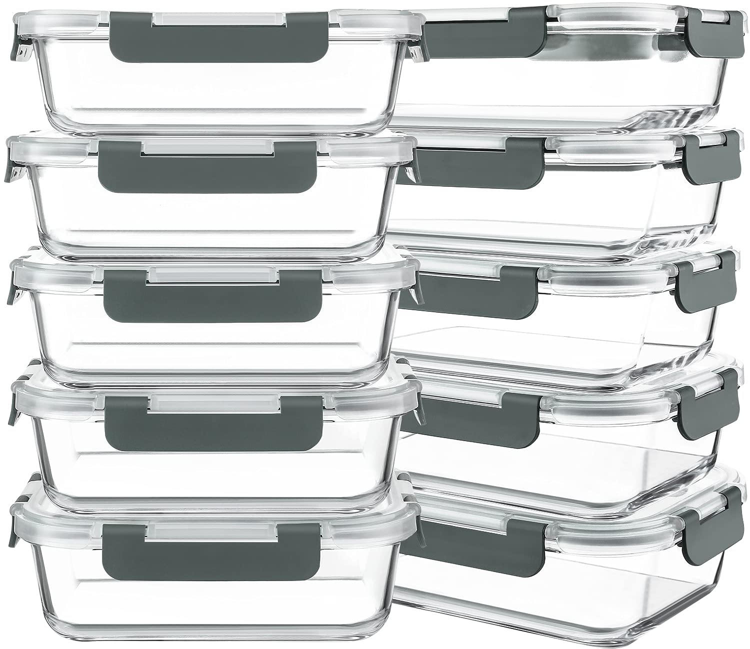 KOMUEE front view of 10-pack glass containers showing packaging and contents benefit convenience