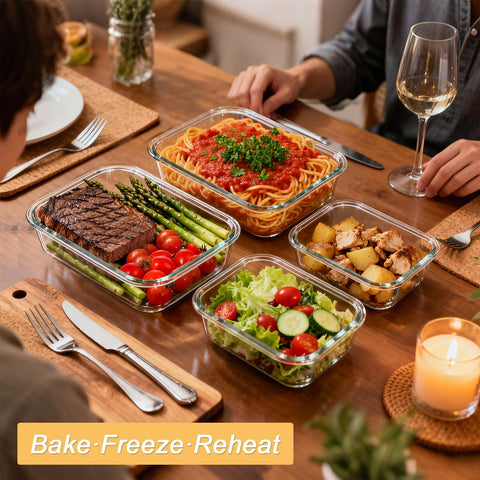 KOMUEE glass in oven and microwave safe illustrating reheating versatility without staining