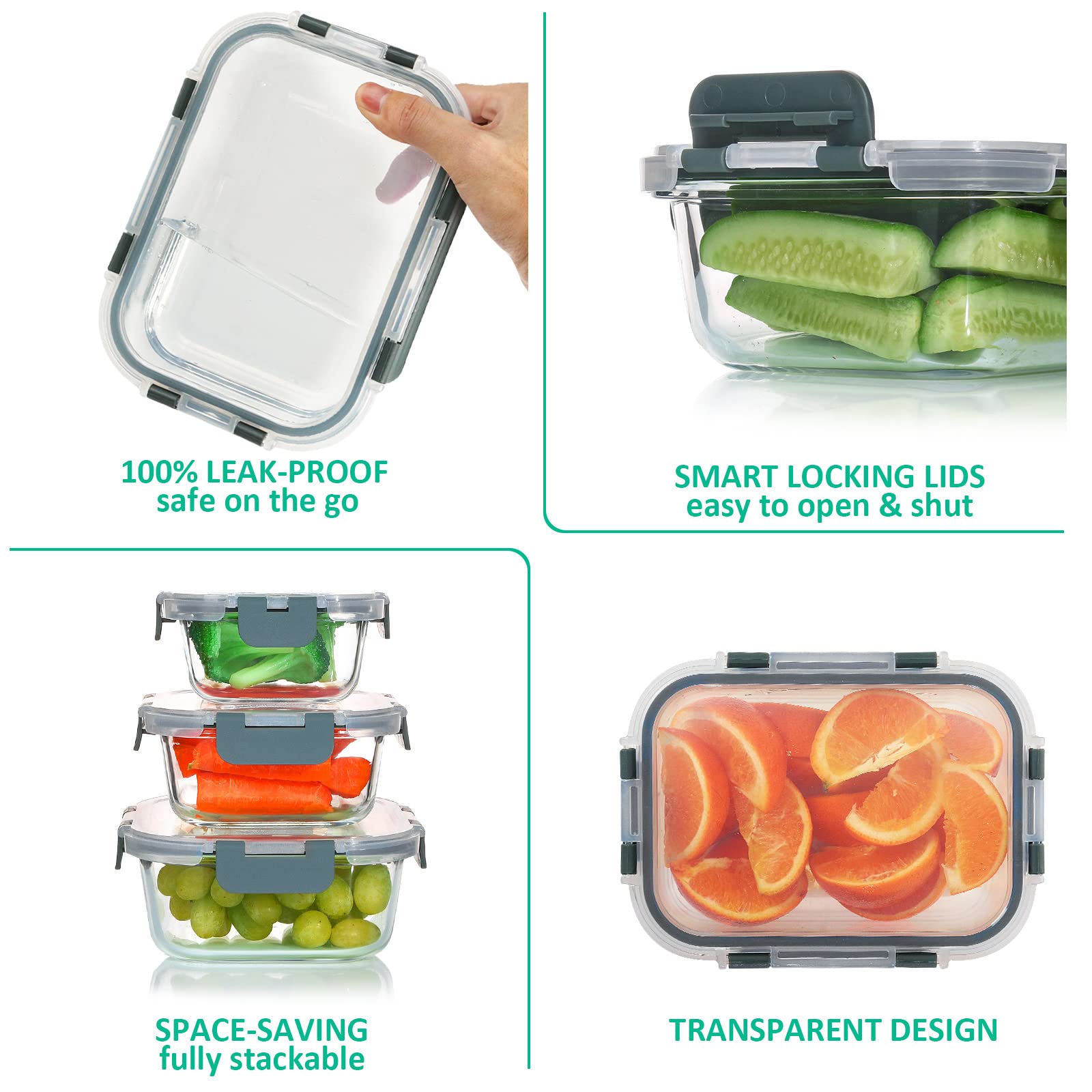 KOMUEE containers in use with prepared meals demonstrating portable convenience