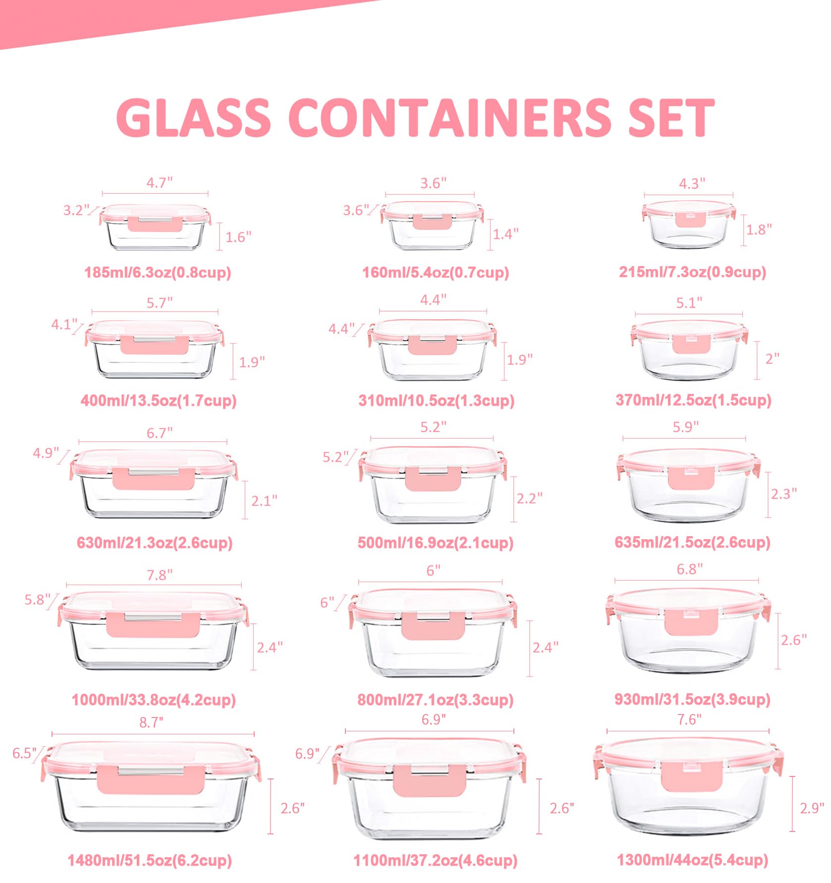 KOMUEE close-up of pink snap-lock lids highlighting leak-resistant seal