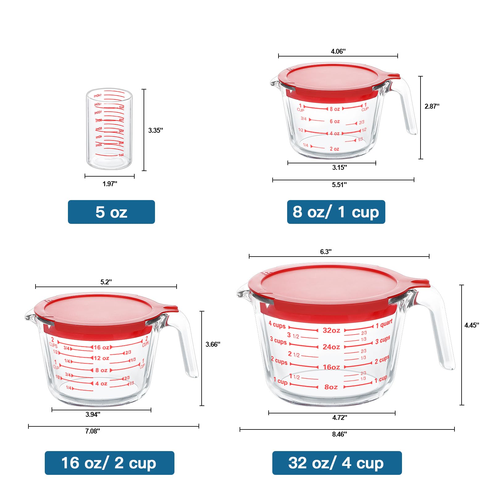 KOMUEE cups beside a kitchen scale to show size and capacity comparison