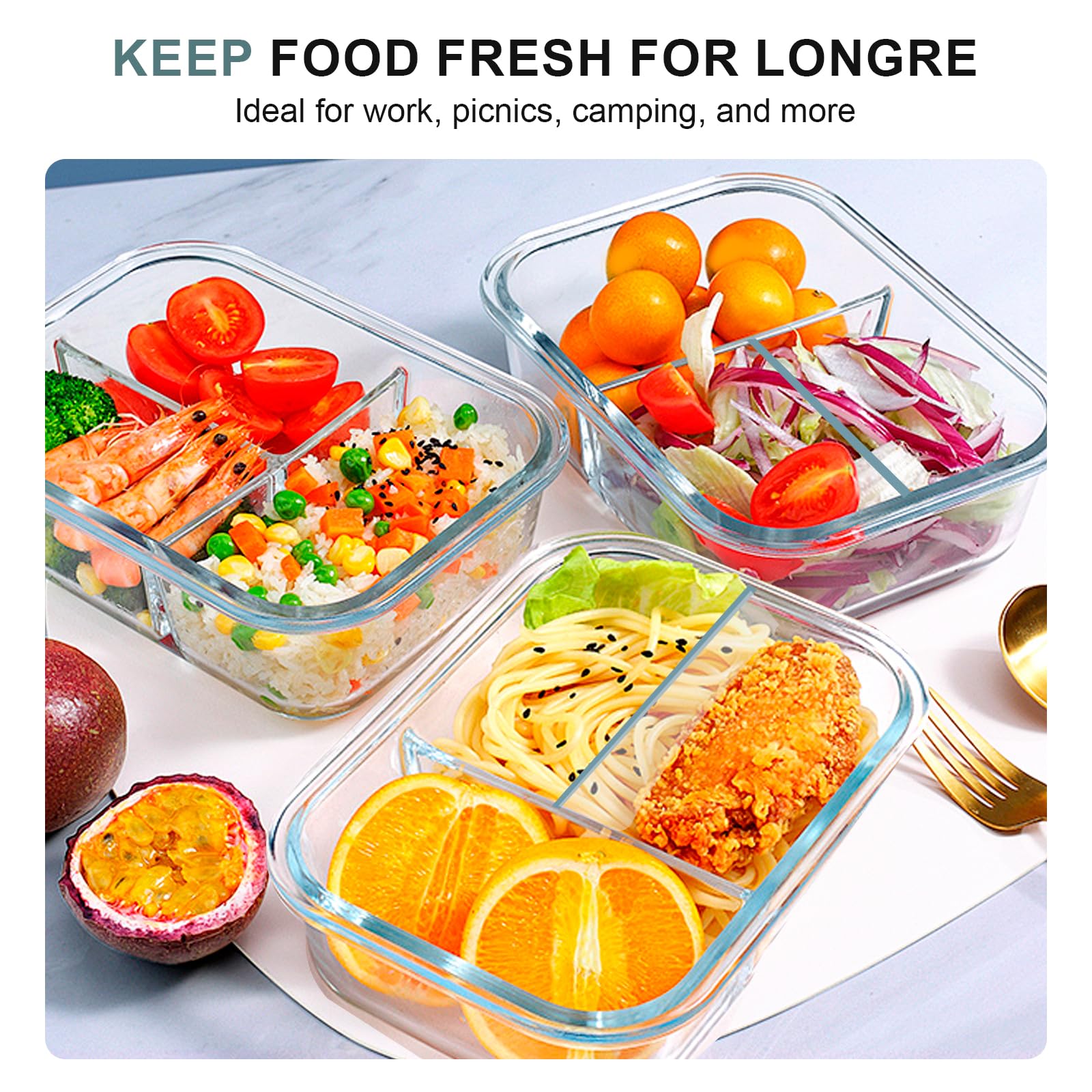 KOMUEE stacked containers in fridge showing space-saving organization benefit