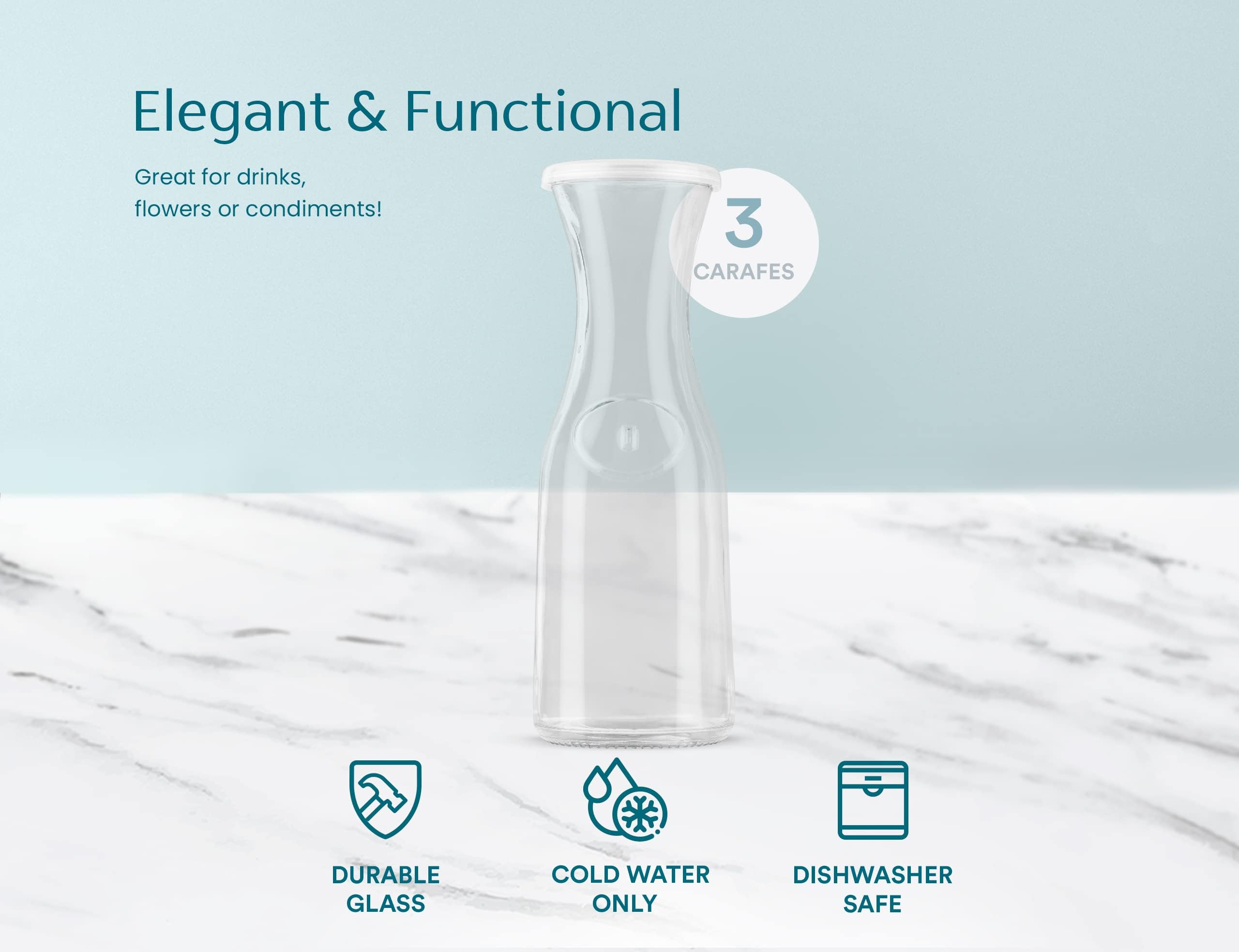 KooK carafe beside a drinking glass to show scale and capacity clarity