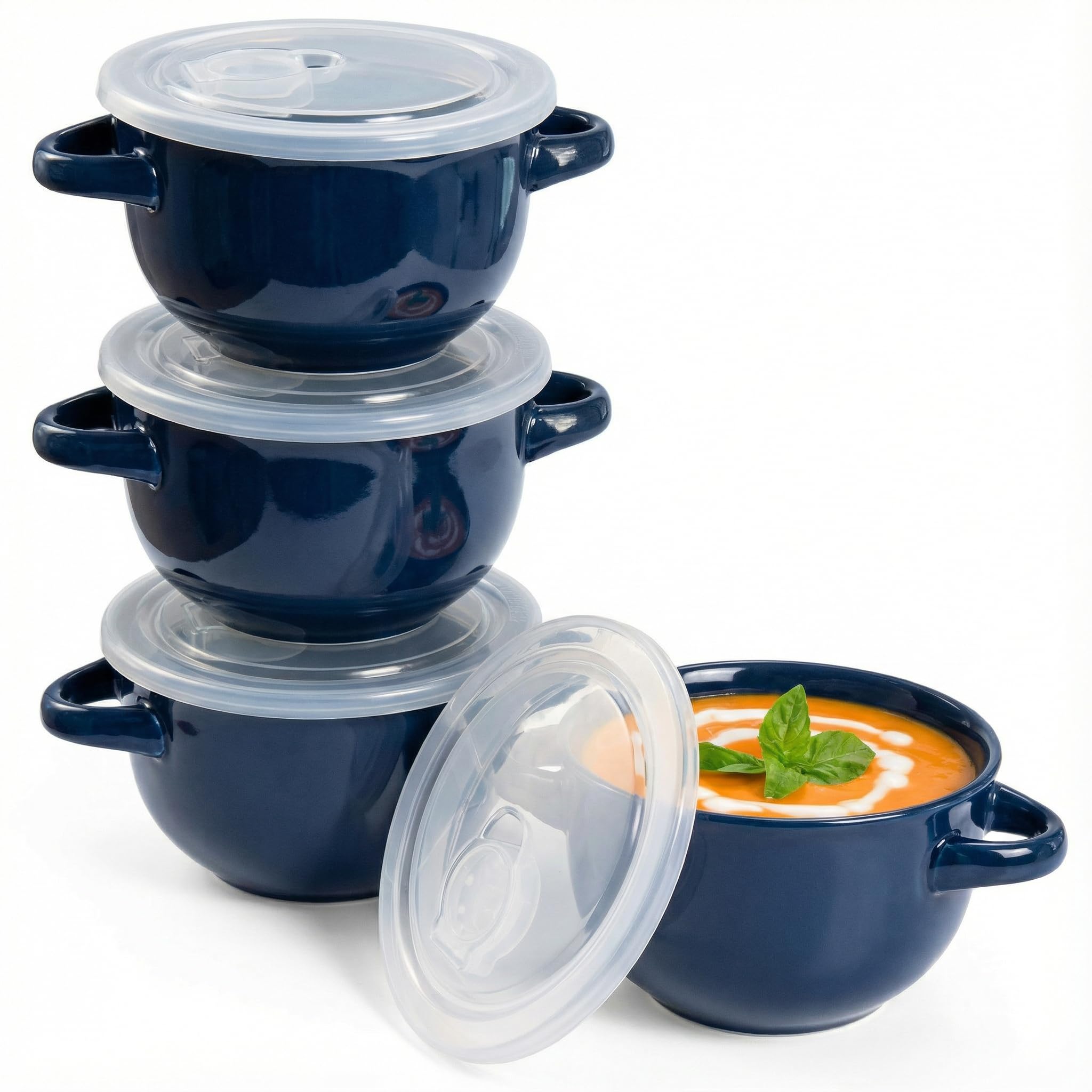 KooK front view of blue crocks showing oven-to-table design and elegant color