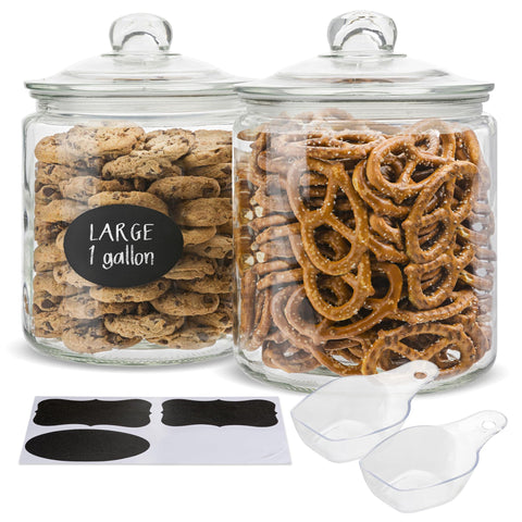KooK front view of two glass jars showing clear storage and airtight lids, neat organization