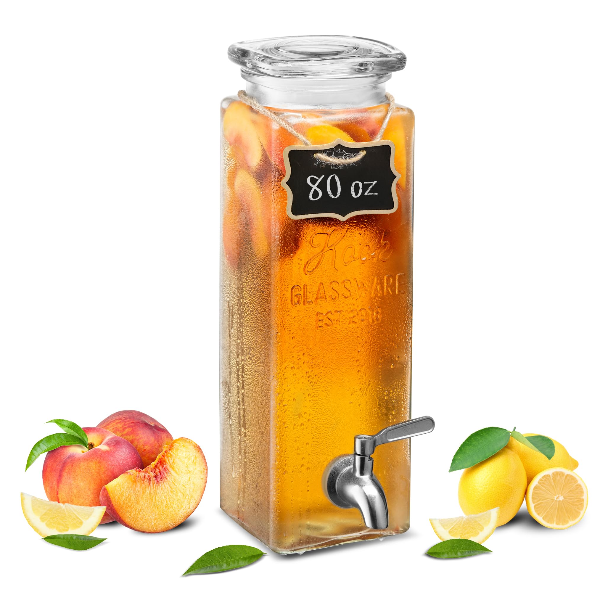 KooK front view of clear rectangular jar showing capacity and style