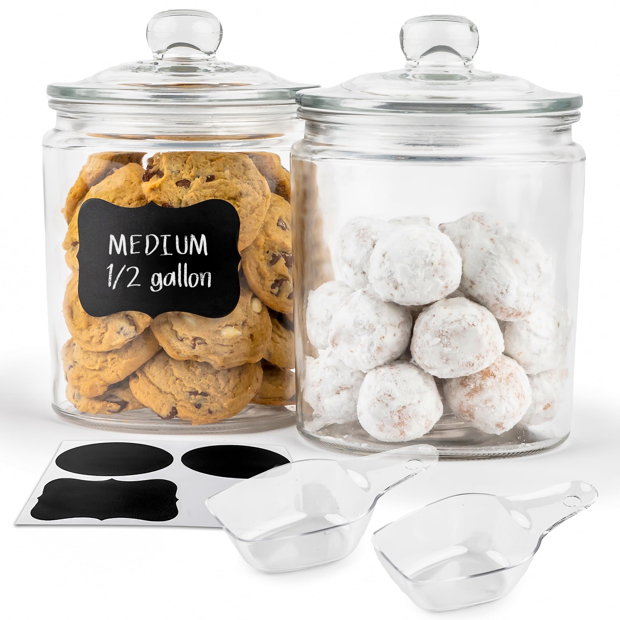 KooK front view of two glass jars showing clear storage and neat organization