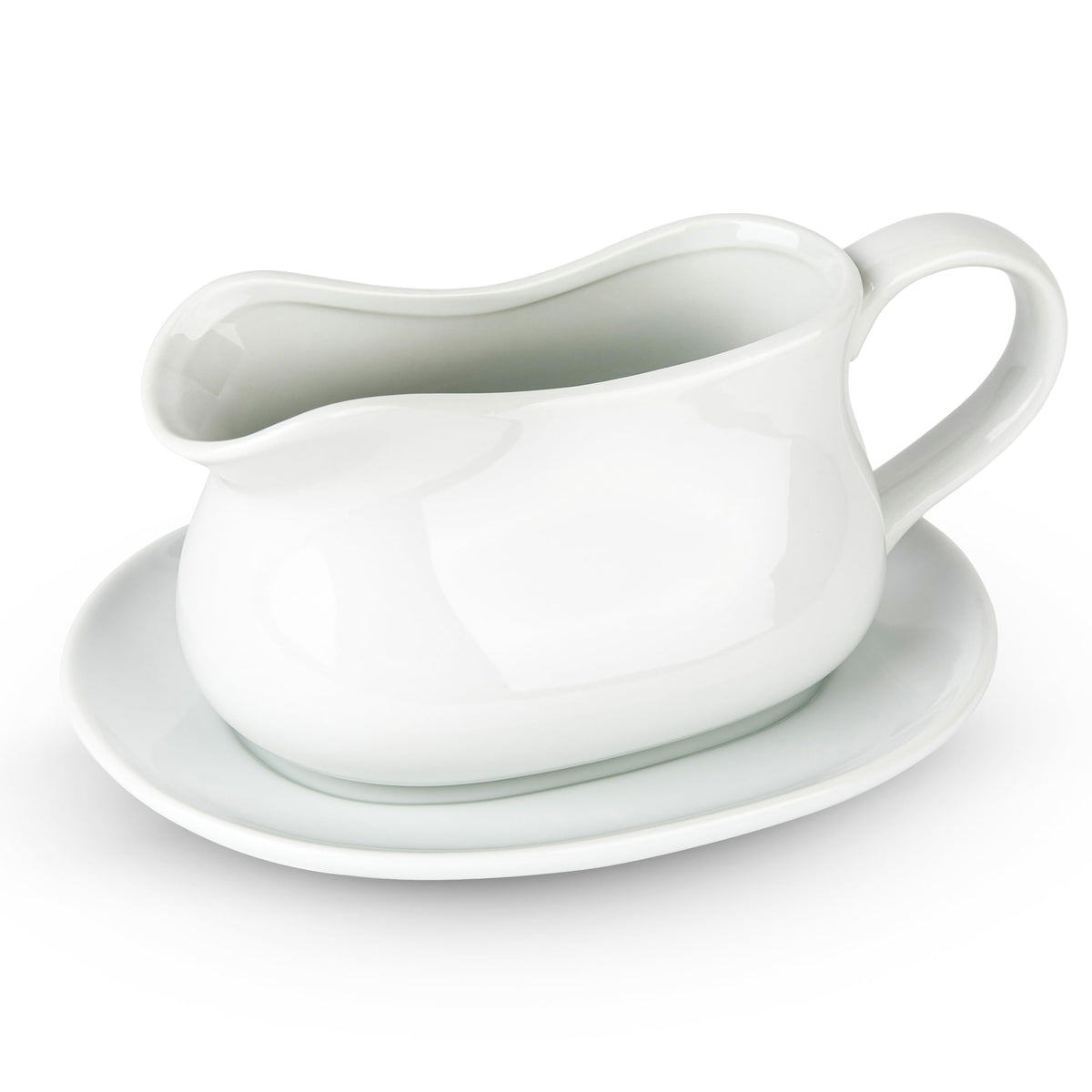 KooK ceramic gravy boat front view showing clean design and effortless serving