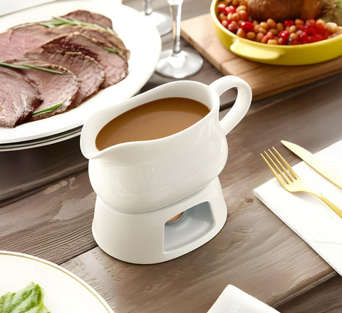 KooK gravy boat pouring gravy to plate demonstrating drip‑reduced, controlled pour