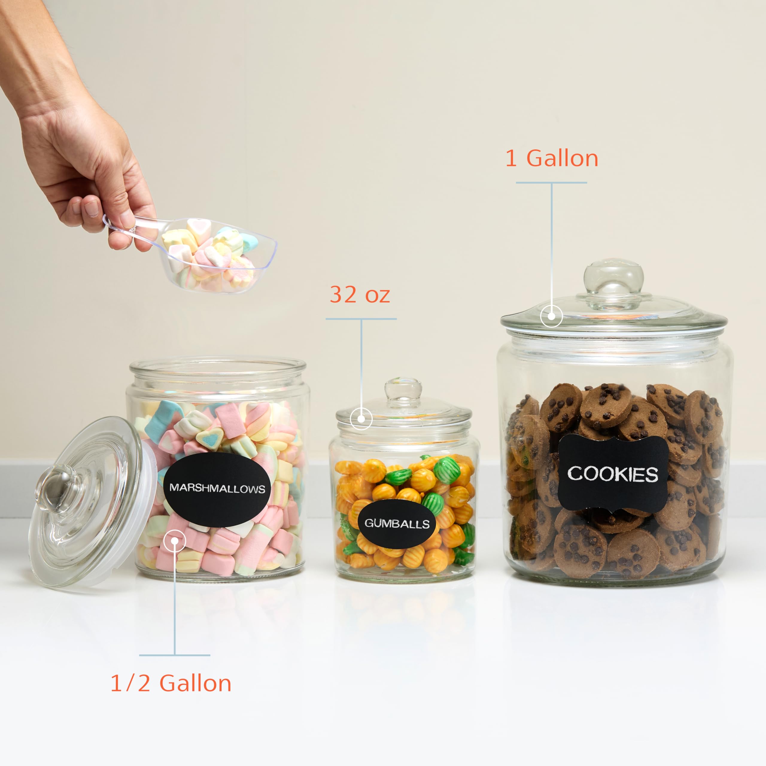 KooK jars on kitchen counter with cookies inside showing quick access and display