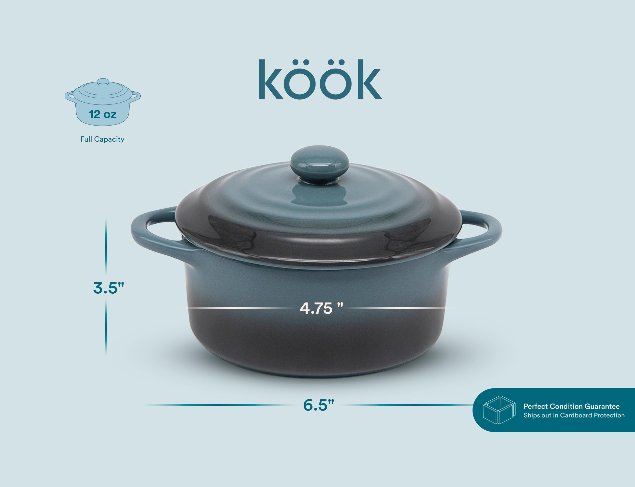 KooK cocotte on a dining table styled for serving individual portions