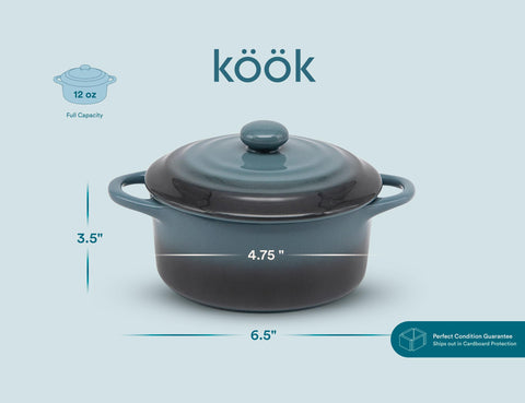 KooK cocotte on a dining table styled for serving individual portions