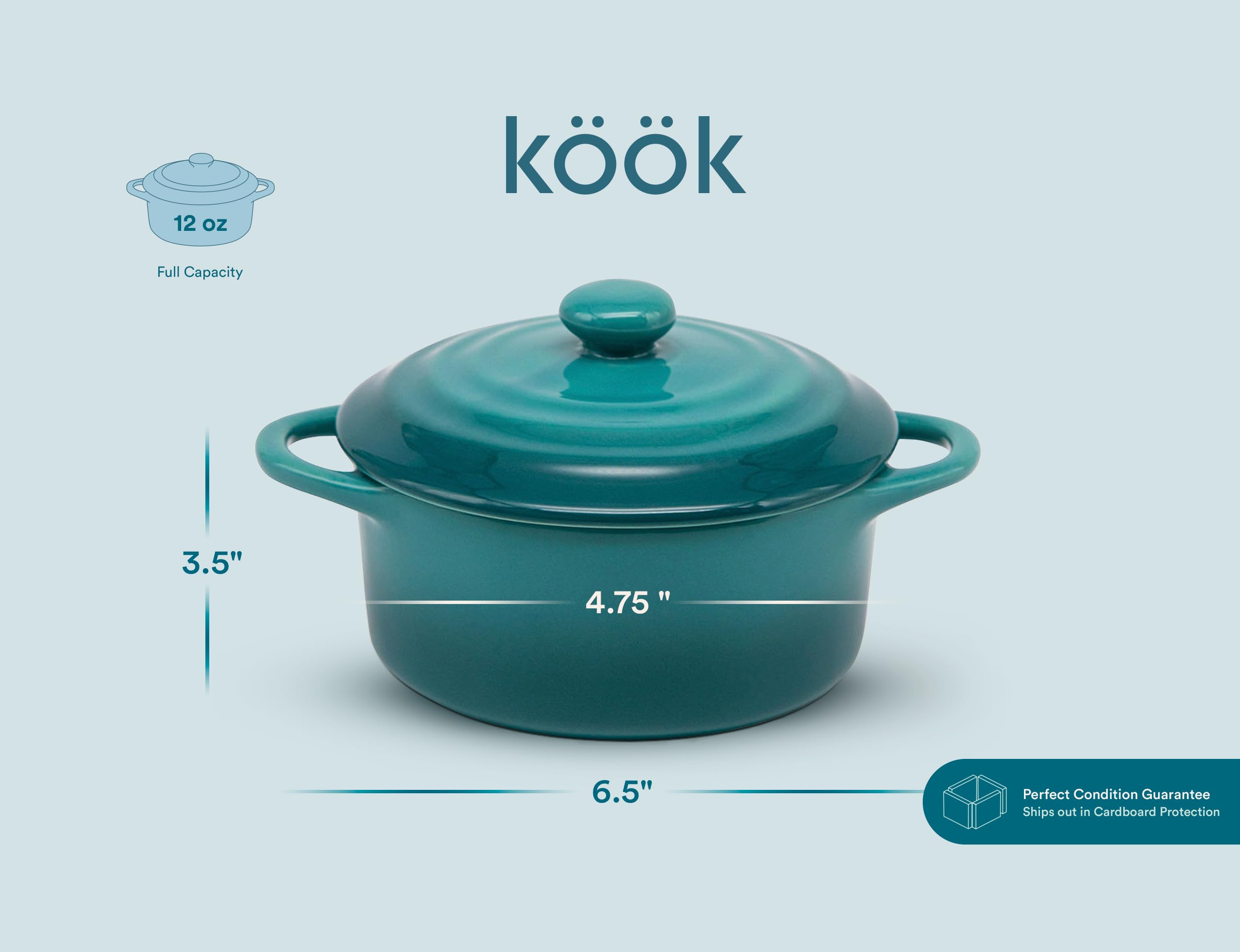 Kook stacked cocottes demonstrating nesting storage to save cabinet space benefit