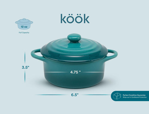 Kook stacked cocottes demonstrating nesting storage to save cabinet space benefit