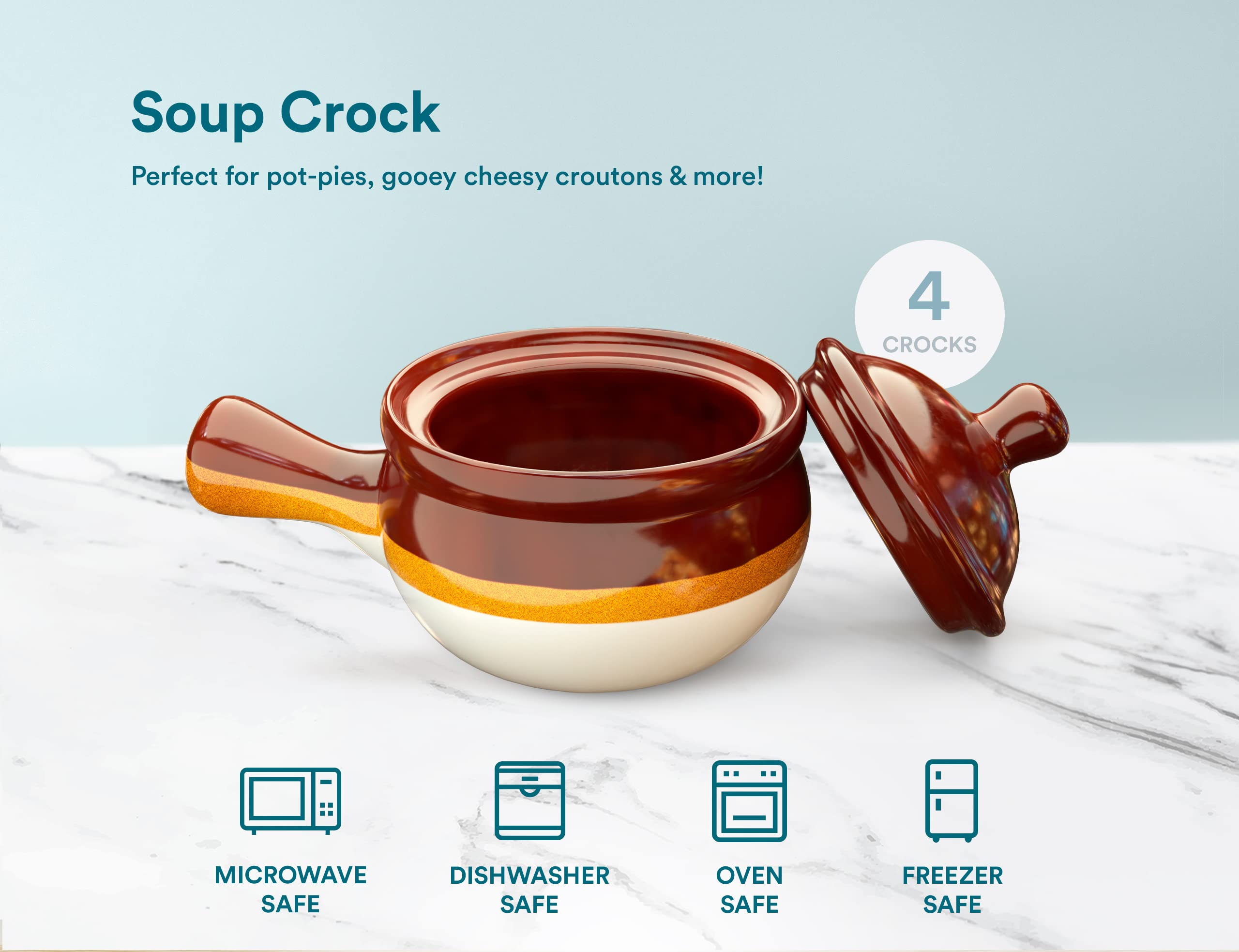 KooK crock next to spoon and bread to show size and practical serving scale
