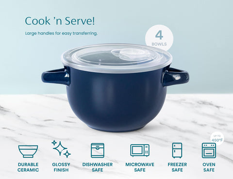 KooK crock next to spoon showing 18-ounce capacity and portion sizing