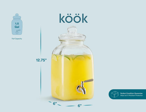 KooK size comparison with a drinking glass illustrating capacity at a glance