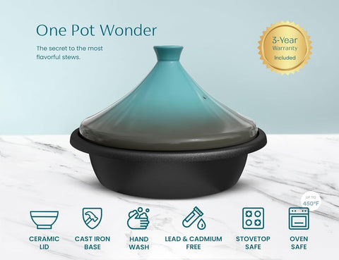 KooK tagine served at table keeping stew warm and looking presentable