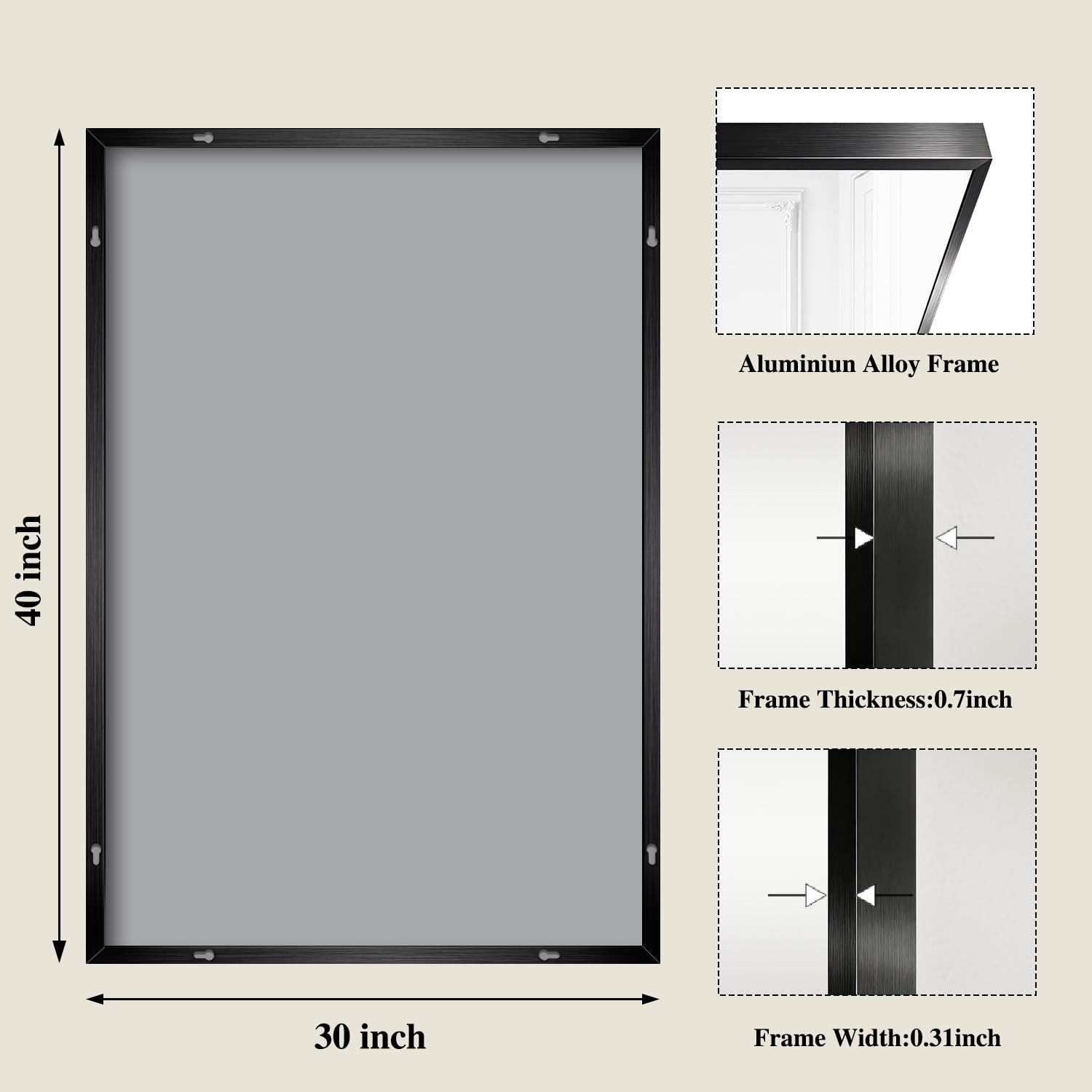 Koonmi close-up of brushed black aluminium frame showing rust resistance benefit