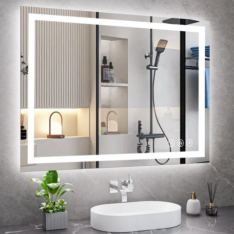 Koonmi front-facing mirror showing balanced LED lighting and true reflection benefit