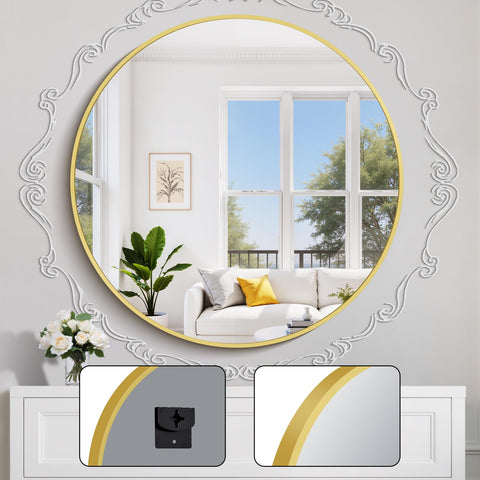 Koonmi mirror in bathroom lifestyle demonstrating moisture-safe styling and visual impact
