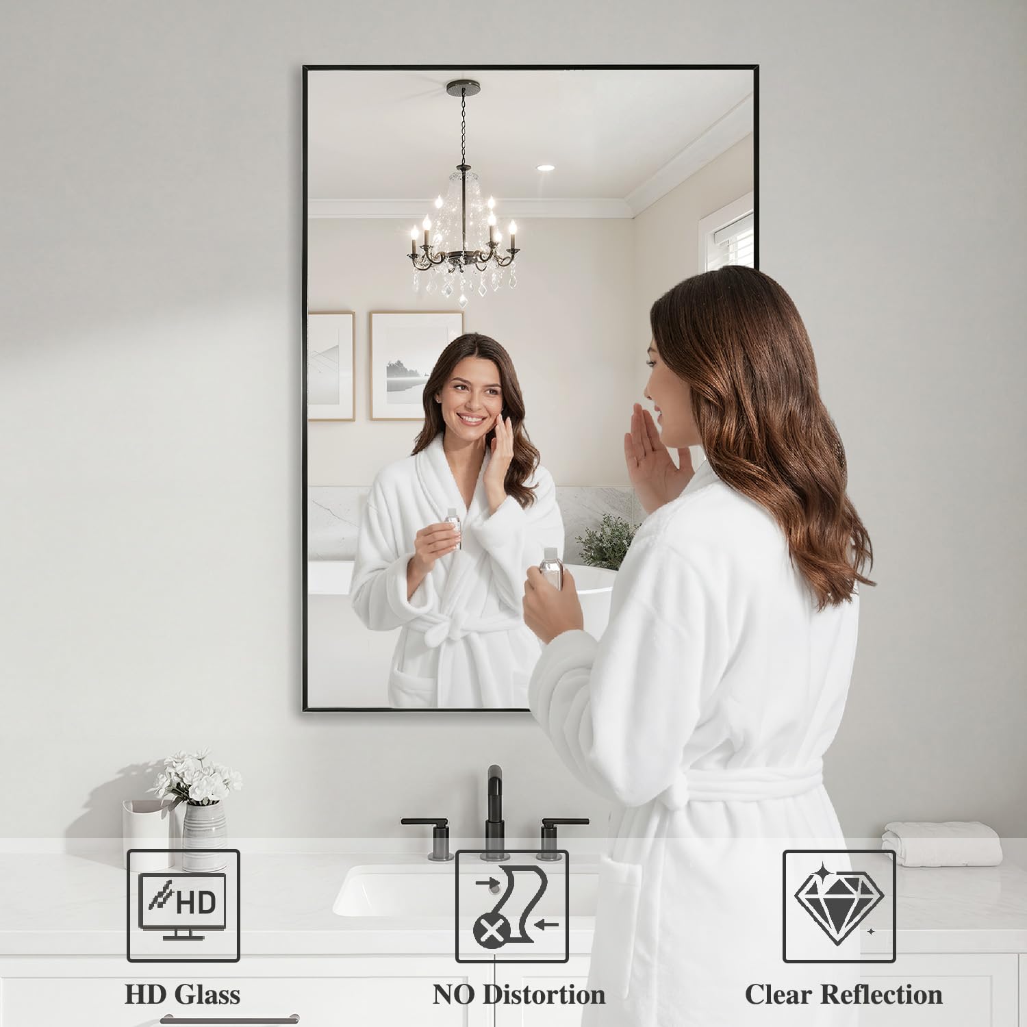 Koonmi reflection detail showing clear, distortion-free glass ideal for makeup checks