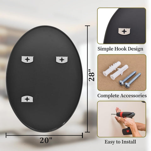 Koonmi mirror beside common objects for 20x28 size and scale reference