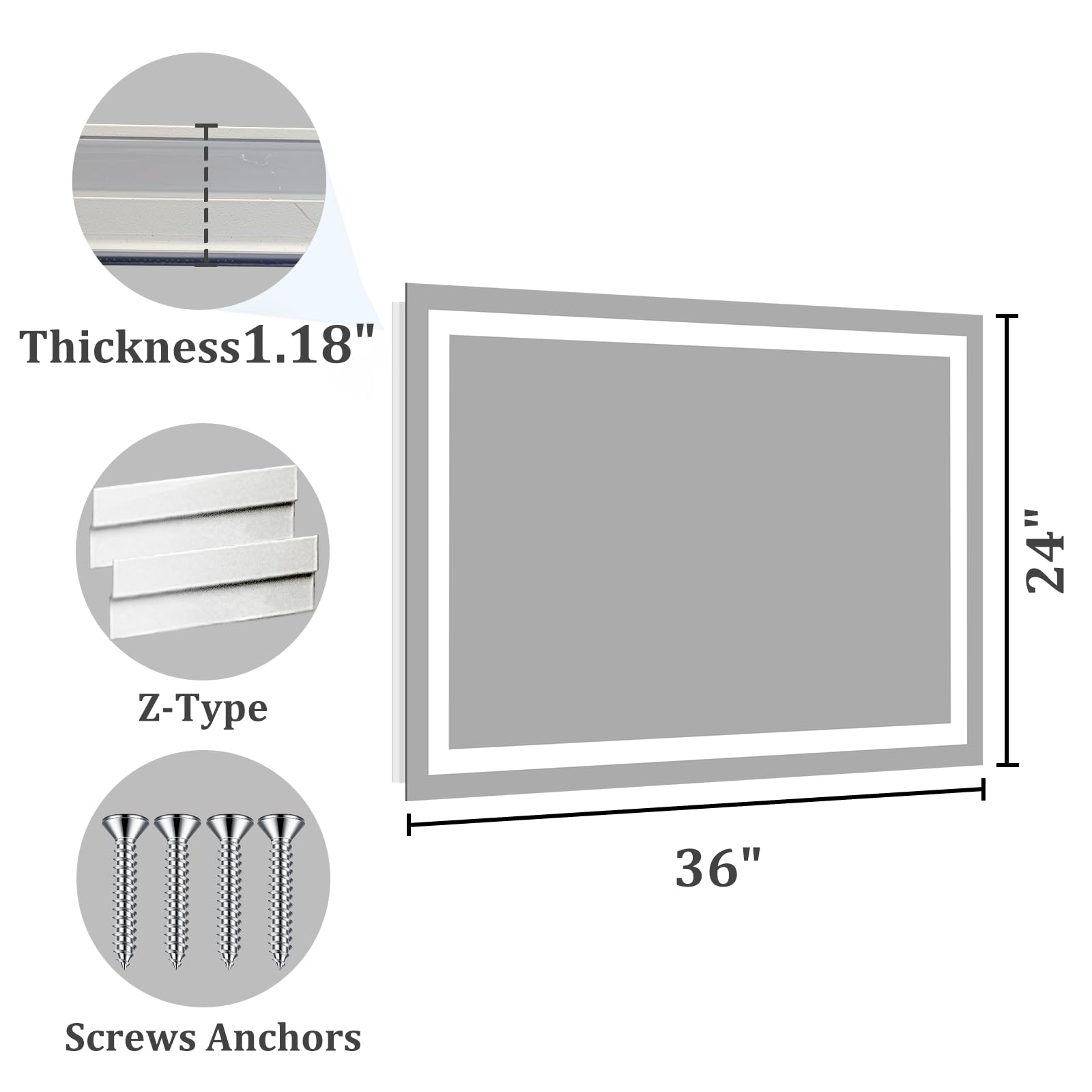 Koonmi mirror next to ruler for 36x24 scale and size clarity