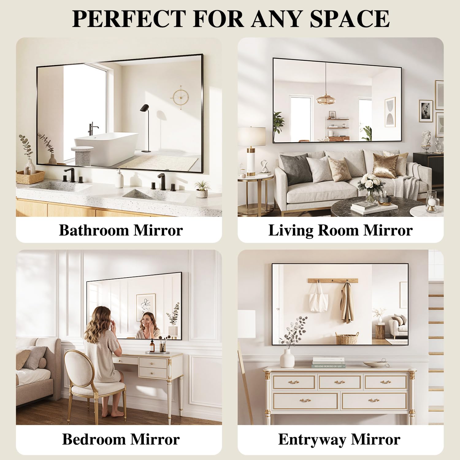 Koonmi mirror next to doorway to show 30x40 inch scale and proportion