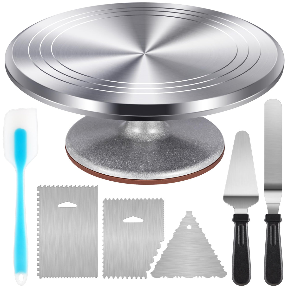 Kootek front view of 12-inch turntable set showing complete kit and benefits