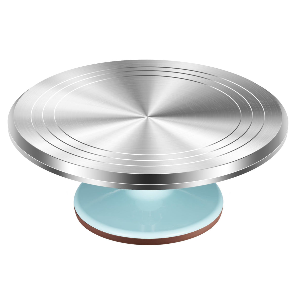 Kootek front view of blue cake turntable showing stable platform benefit