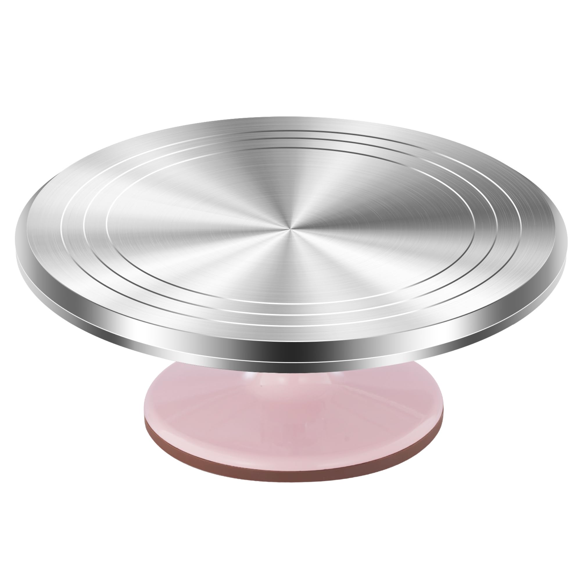Kootek front view pink turntable showing sturdy aluminum and stable base benefit