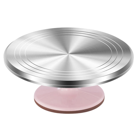 Kootek front view pink turntable showing sturdy aluminum and stable base benefit