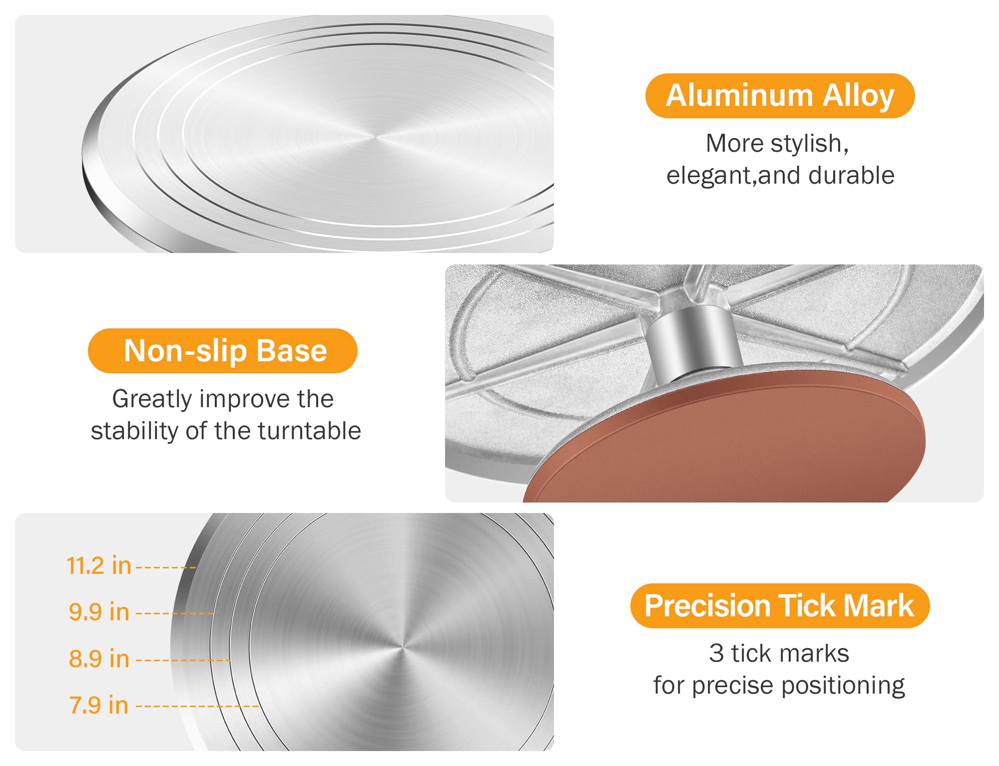 Kootek platter guiding lines close-up to demonstrate accurate cake centering