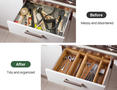 Kootek in use with flatware organized for quick meal prep