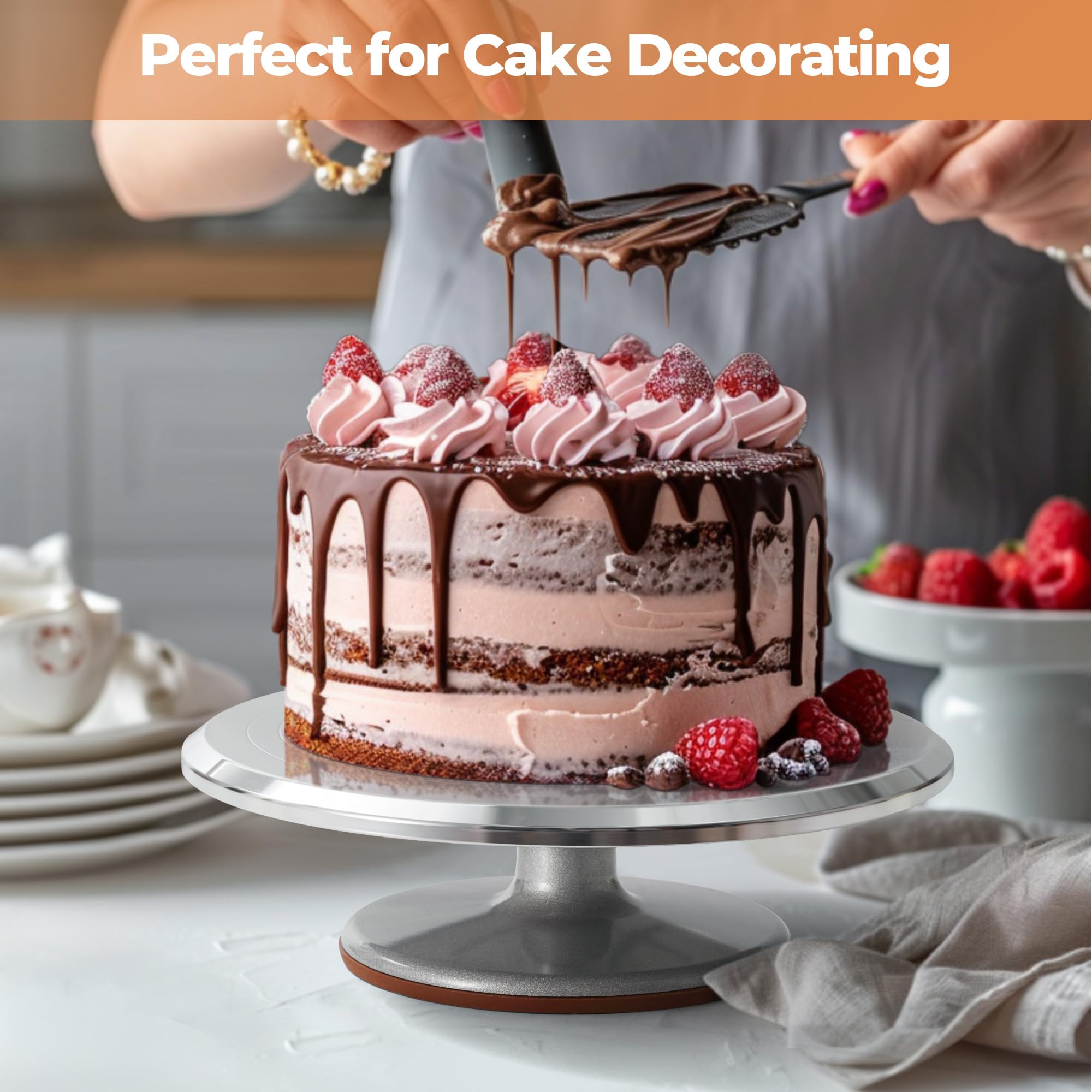 Kootek lifestyle kitchen scene of cake decorating for easy party preparation