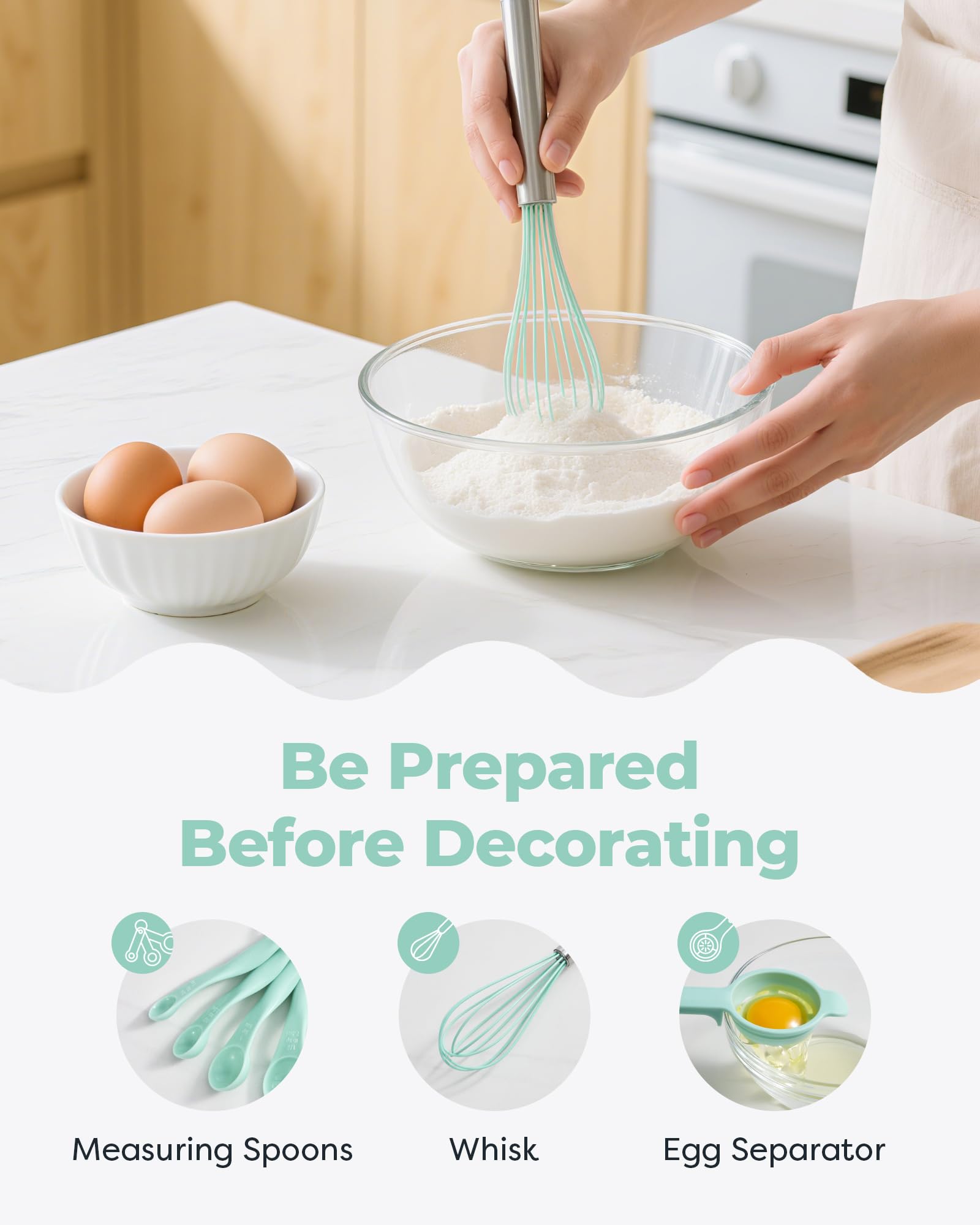 Kootek tools actively used on a cake, illustrates professional-looking results