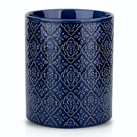 KOOV front view of blue ceramic crock showing shape and capacity benefit
