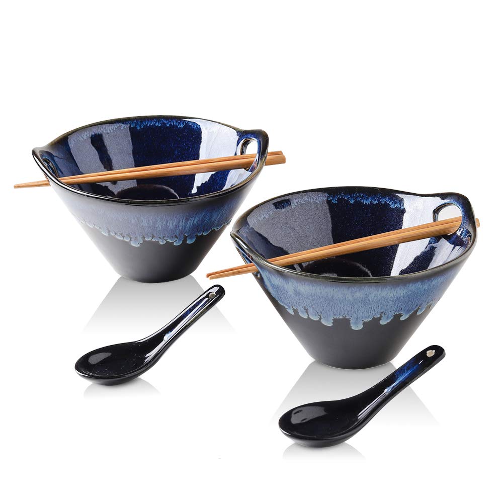 KOOV Blue Galaxy front view showing bowl set and utensils, enhancing table appeal