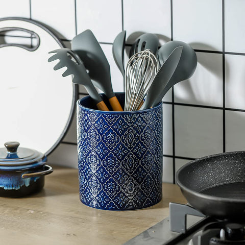KOOV crock filled with utensils on counter demonstrating easy access benefit