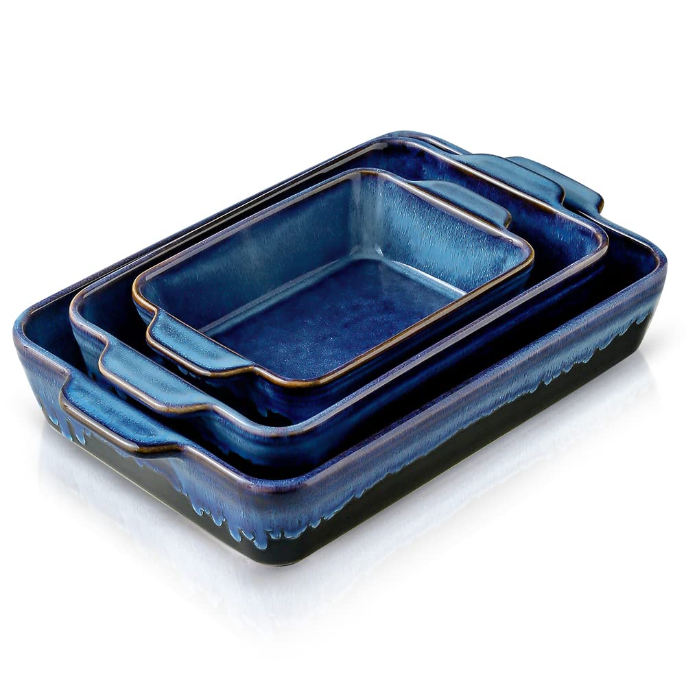 KOOV Nebula Blue front packaging showing three rectangular ceramic pans and sizes