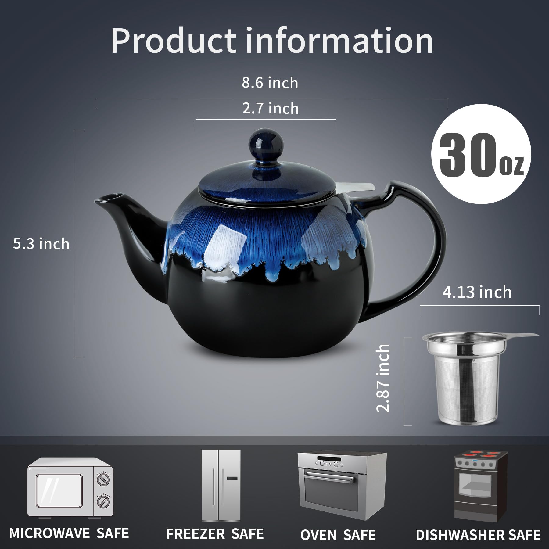 KOOV teapot large insulated handle detail for comfortable, secure pouring