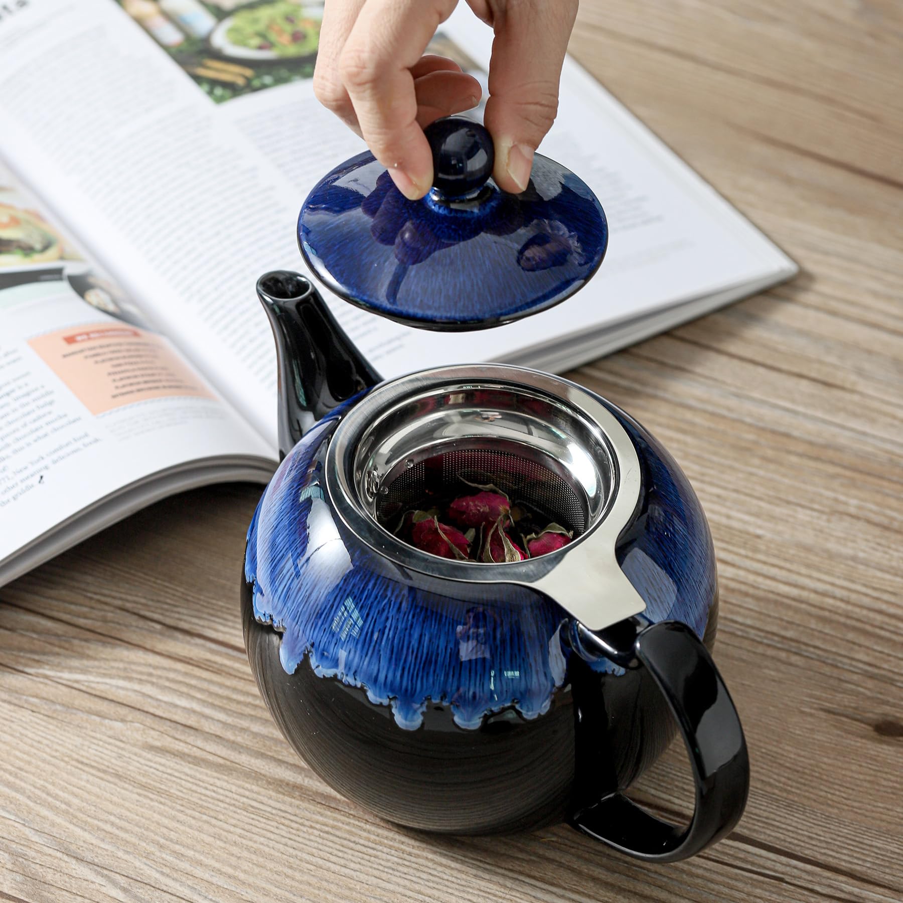 KOOV teapot on kitchen counter styled to show decorative appeal and daily use