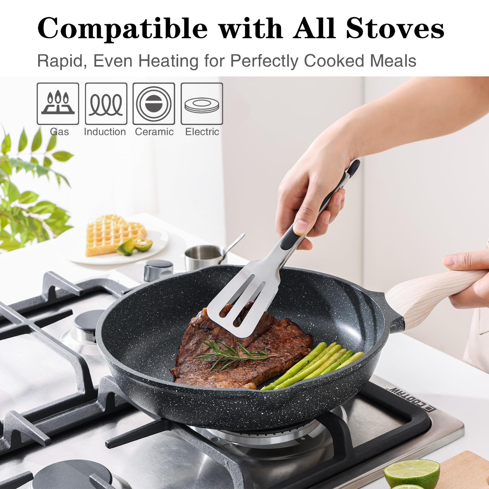 Kordisen skillet cooking eggs and pancakes with easy flip and minimal oil required