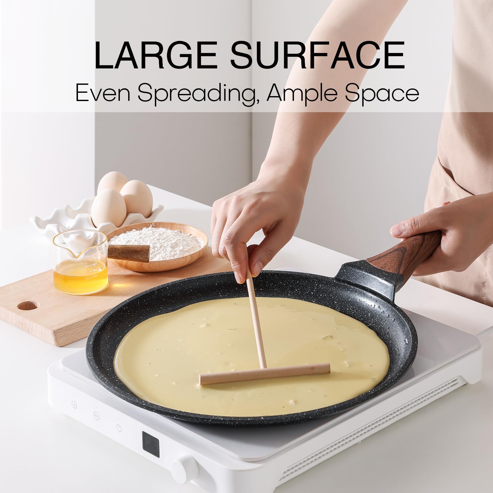 Kordisen flat bottom on stovetop showing induction compatibility and stable heating benefit
