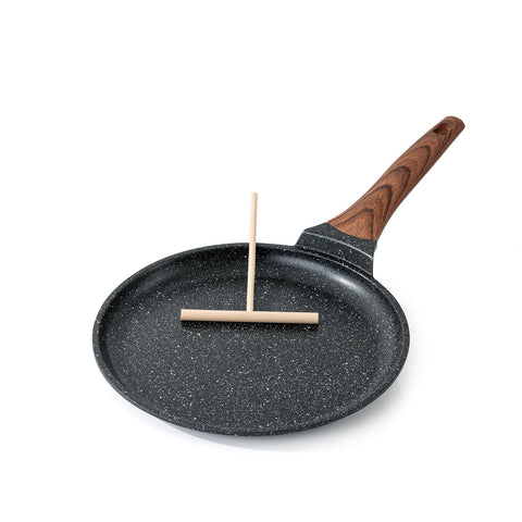 Kordisen front view of 10-inch crepe pan showing compact design and easy storage benefit