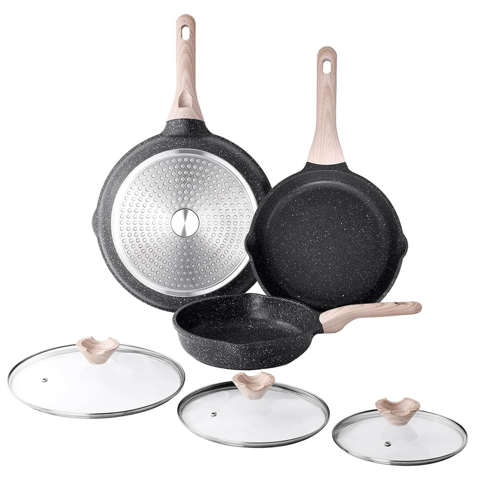 Kordisen front packaging showing full skillet set and lids, highlighting convenience