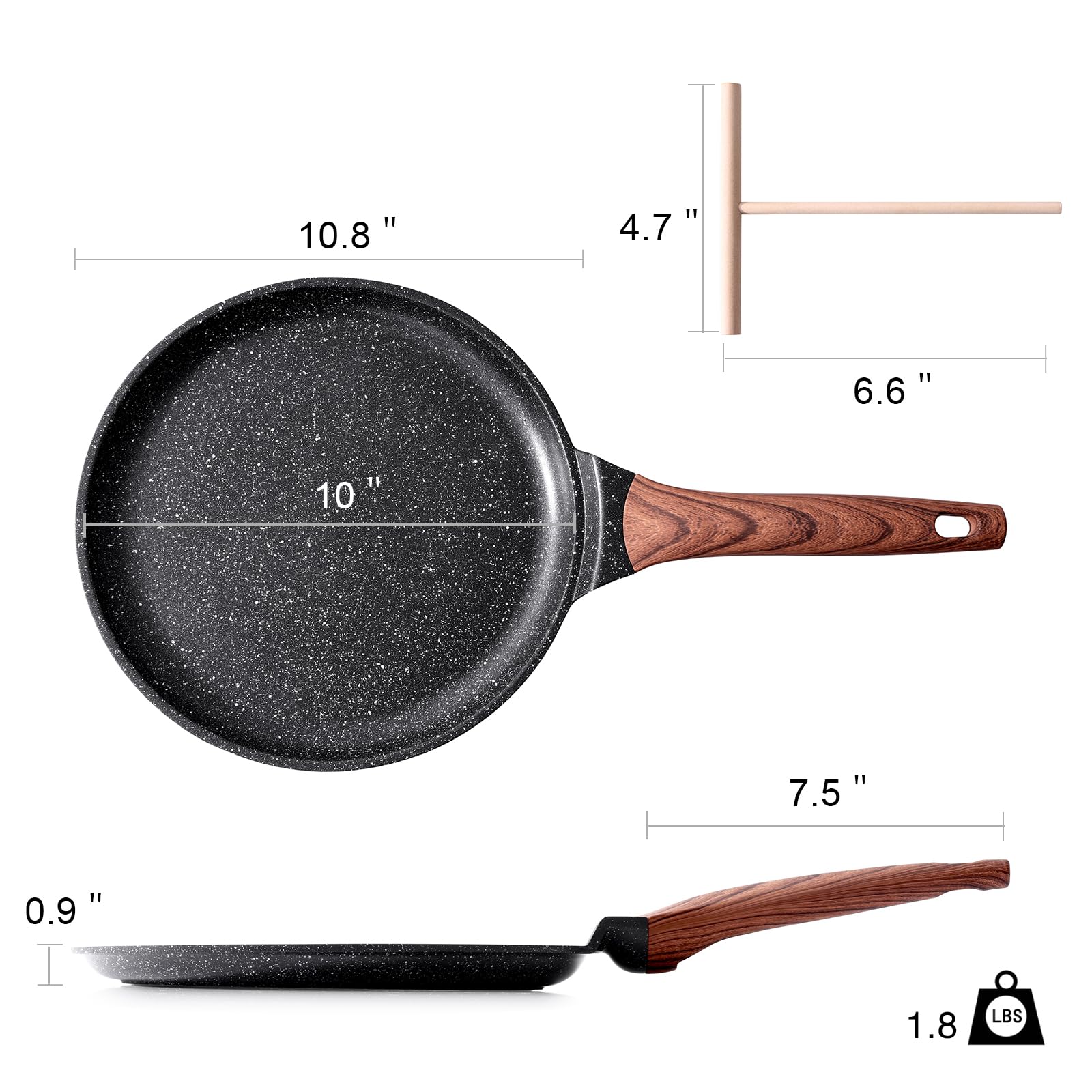 Kordisen pan in breakfast scene with crepes showing quick cleanup and serving benefit