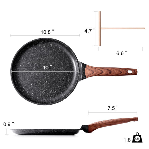 Kordisen pan in breakfast scene with crepes showing quick cleanup and serving benefit